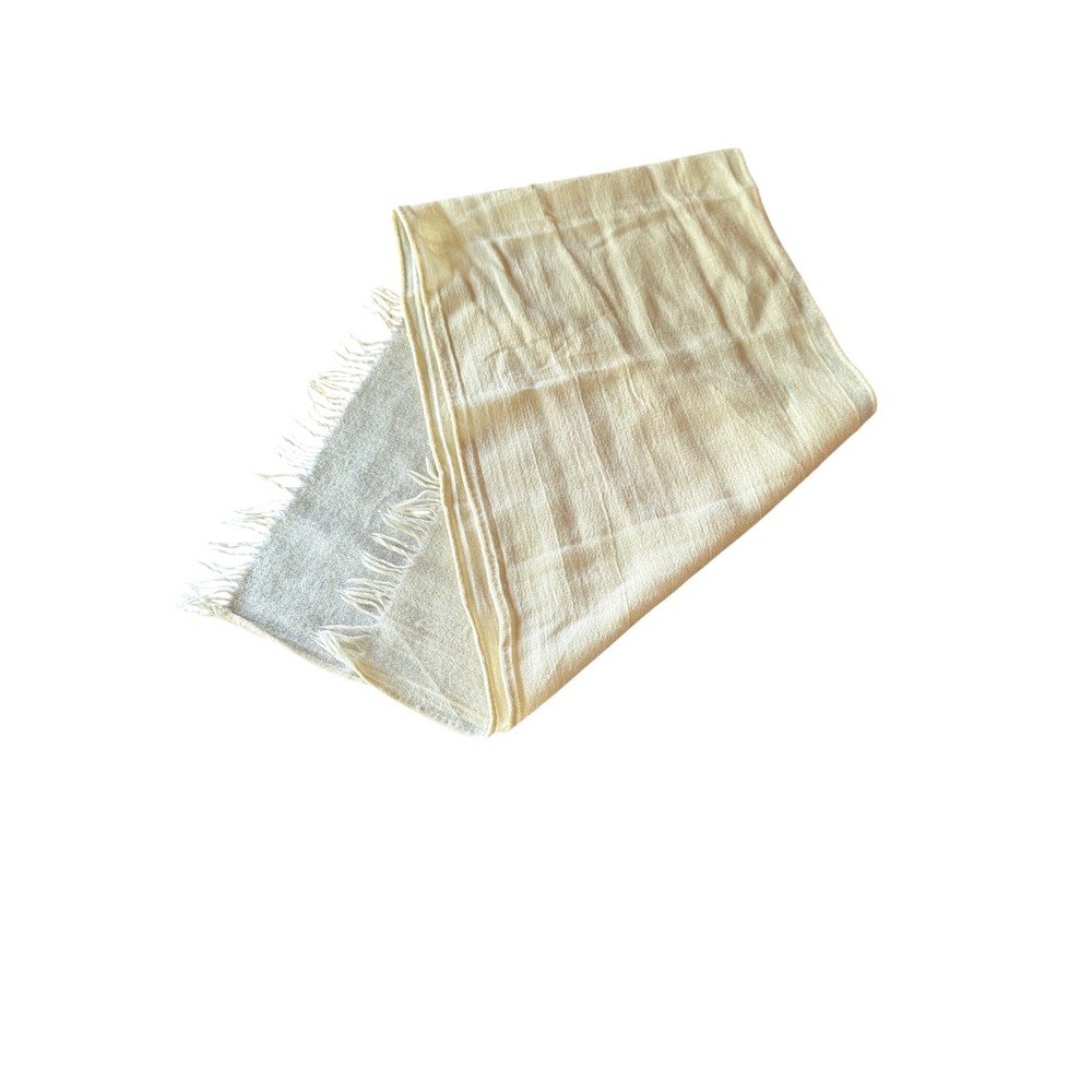 Scarf Cream Pale Butter Yellow Woven Fringe Edge Soft Lightweight Wrap Classic